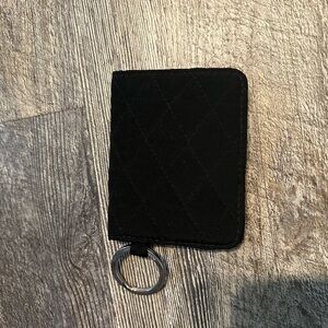 Black Quilted Wallet with Key Ring